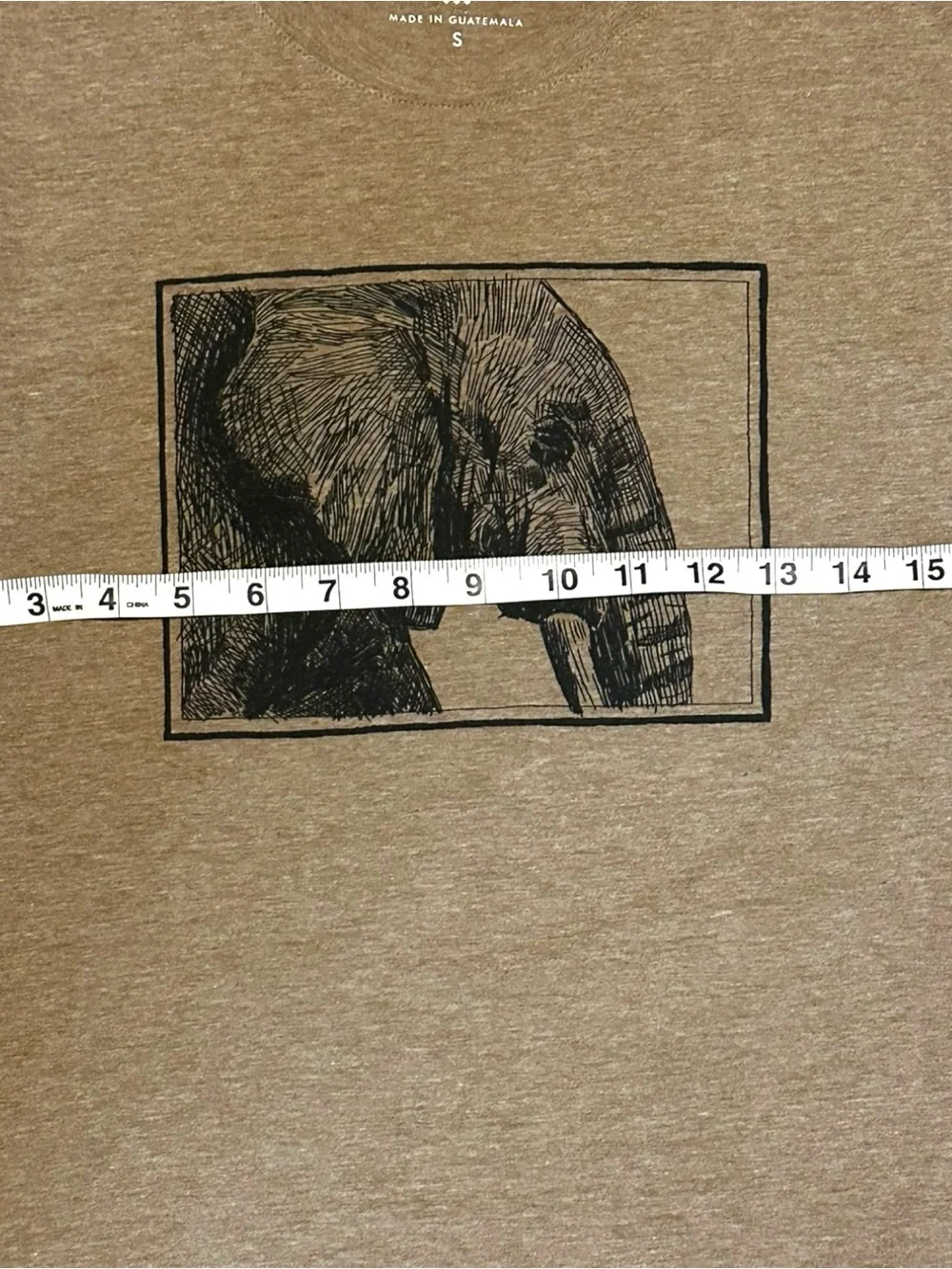 Banana Republic Elephant Graphic T Shirt Mens Small Khaki Scribble Sketch Tee